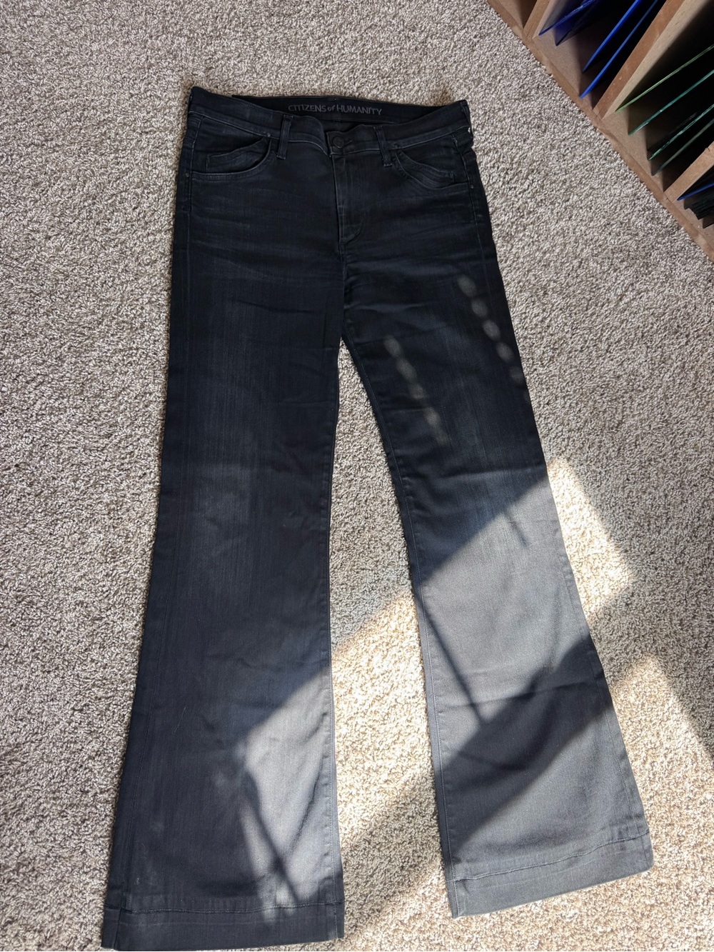 Citizens Of Humanity Black Flared Wide-Leg Jeans